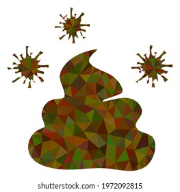 Triangle infected shit polygonal symbol illustration. Infected Shit lowpoly icon is filled with triangles. Flat filled geometric mesh symbol based on infected shit icon.