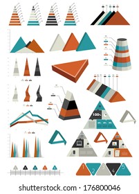 Triangle infographic collection. Graphs, charts, diagrams and speech bubbles collection. 