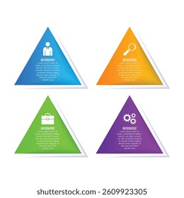 Triangle infographic design chart list template with 4 step presentation