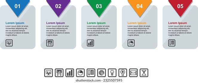 Triangle infographic design template icons with number and steps used for process, presentation, diagram, workflow layout, banner, flow chart, info graph