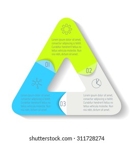 Triangle infographic design templates with 3 parts. triangle banner with options. Template for diagram, graph, presentation or chart. Business concept sequence banner. EPS10 workflow layout.