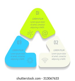 Triangle infographic design templates with 3 parts. triangle banner with options. Template for diagram, graph, presentation or chart. Business concept sequence banner. EPS10 workflow layout.