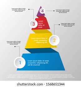 Triangle infographic with four options. Vector illustration