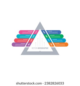 triangle infographic template. eight options infographic template. internet, magazine, business, annual report information template. infographic for the world of science, education