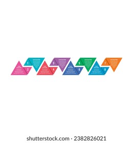 triangle infographic template. eight step informational template. annual report, magazine, business, web, internet infographic template