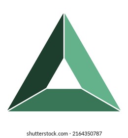 Triangle Infographic Template Icon. Graphic Symbol Layout, Green On White Background. 3 Separated Steps Diagram. Simple Multicolored Flat Design Vector Illustration.