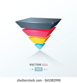 triangle infographic template pink, blue, yellow