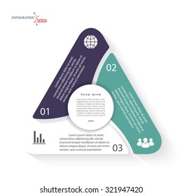 Triangle infographic Vector template can be used for presentation,  chart, web design, numbers options. Business concept with three options