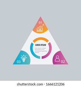 Triangle for infographics with 3 steps, sections.