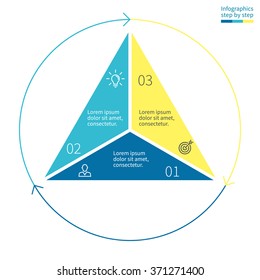Triangle for infographics with circular arrows.