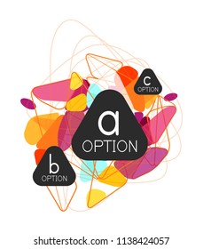 Diseño de infografías de triángulo, plantilla de diseño de fondo abstracto de moda para la presentación de información de negocios, banner de fondo de pantalla de aplicación, afiche o fondo de pantalla. Ilustración del vector