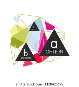 Triangle infographics design layout, trendy abstract background layout template for info business presentation, options app wallpaper banner, poster or wallpaper. Vector illustration
