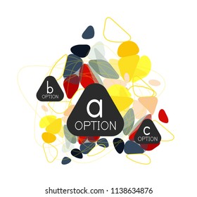 Diseño de infografías de triángulo, plantilla de diseño de fondo abstracto de moda para la presentación de información de negocios, banner de fondo de pantalla de aplicación, afiche o fondo de pantalla. Ilustración del vector