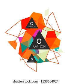 Triangle infographics design layout, trendy abstract background layout template for info business presentation, options app wallpaper banner, poster or wallpaper. Vector illustration