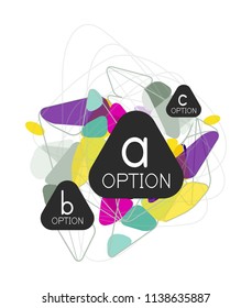 Diseño de infografías de triángulo, plantilla de diseño de fondo abstracto de moda para la presentación de información de negocios, banner de fondo de pantalla de aplicación, afiche o fondo de pantalla. Ilustración del vector