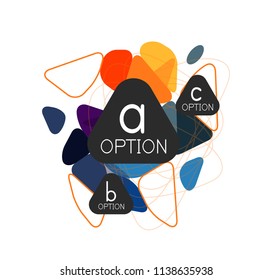 Diseño de infografías de triángulo, plantilla de diseño de fondo abstracto de moda para la presentación de información de negocios, banner de fondo de pantalla de aplicación, afiche o fondo de pantalla. Ilustración del vector