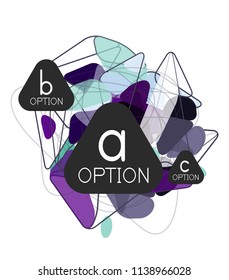 Diseño de infografías de triángulo, plantilla de diseño de fondo abstracto de moda para la presentación de información de negocios, banner de fondo de pantalla de aplicación, afiche o fondo de pantalla. Ilustración del vector
