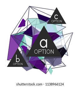 Triangle infographics design layout, trendy abstract background layout template for info business presentation, options app wallpaper banner, poster or wallpaper. Vector illustration