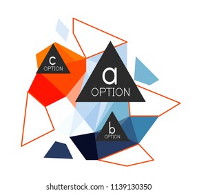 Triangle-Infografik-Design-Layout, trendige abstrakte Hintergrund-Layout-Vorlage für Info-Business-Präsentation, Optionen App-Wallpaper-Banner, Poster oder Bildschirmhintergrund. Vektorgrafik