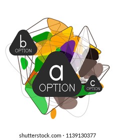 Triangle-Infografik-Design-Layout, trendige abstrakte Hintergrund-Layout-Vorlage für Info-Business-Präsentation, Optionen App-Wallpaper-Banner, Poster oder Bildschirmhintergrund. Vektorgrafik
