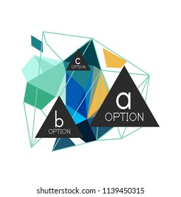 Triangle infographics design layout, trendy abstract background layout template for info business presentation, options app wallpaper banner, poster or wallpaper. Vector illustration