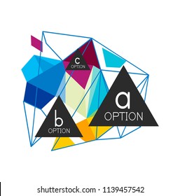 Triangle infographics design layout, trendy abstract background layout template for info business presentation, options app wallpaper banner, poster or wallpaper. Vector illustration