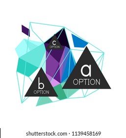 Triangle infographics design layout, trendy abstract background layout template for info business presentation, options app wallpaper banner, poster or wallpaper. Vector illustration