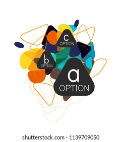 Diseño de infografías de triángulo, plantilla de diseño de fondo abstracto de moda para la presentación de información de negocios, banner de fondo de pantalla de aplicación, afiche o fondo de pantalla. Ilustración del vector