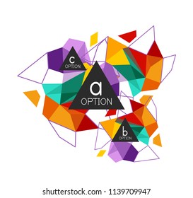 Triangle infographics design layout, trendy abstract background layout template for info business presentation, options app wallpaper banner, poster or wallpaper. Vector illustration