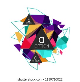Triangle infographics design layout, trendy abstract background layout template for info business presentation, options app wallpaper banner, poster or wallpaper. Vector illustration