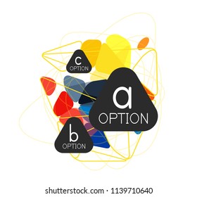 Diseño de infografías de triángulo, plantilla de diseño de fondo abstracto de moda para la presentación de información de negocios, banner de fondo de pantalla de aplicación, afiche o fondo de pantalla. Ilustración del vector