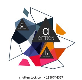 Triangle infographics design layout, trendy abstract background layout template for info business presentation, options app wallpaper banner, poster or wallpaper. Vector illustration