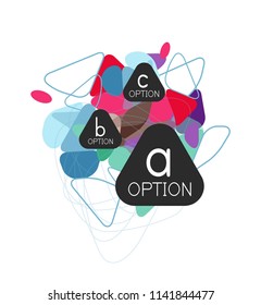 Diseño de infografías de triángulo, plantilla de diseño de fondo abstracto de moda para la presentación de información de negocios, banner de fondo de pantalla de aplicación, afiche o fondo de pantalla. Ilustración del vector