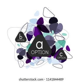 Diseño de infografías de triángulo, plantilla de diseño de fondo abstracto de moda para la presentación de información de negocios, banner de fondo de pantalla de aplicación, afiche o fondo de pantalla. Ilustración del vector