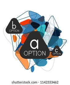 Diseño de infografías de triángulo, plantilla de diseño de fondo abstracto de moda para la presentación de información de negocios, banner de fondo de pantalla de aplicación, afiche o fondo de pantalla. Ilustración del vector