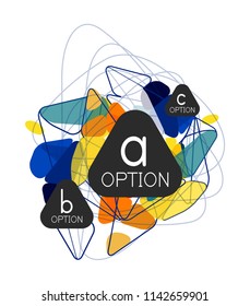 Triangle infographics design layout, trendy abstract background layout template for info business presentation, options app wallpaper banner, poster or wallpaper. Vector illustration