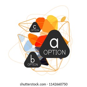 Triangle infographics design layout, trendy abstract background layout template for info business presentation, options app wallpaper banner, poster or wallpaper. Vector illustration