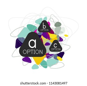 Diseño de infografías de triángulo, plantilla de diseño de fondo abstracto de moda para la presentación de información de negocios, banner de fondo de pantalla de aplicación, afiche o fondo de pantalla. Ilustración del vector
