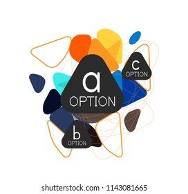 Triangle infographics design layout, trendy abstract background layout template for info business presentation, options app wallpaper banner, poster or wallpaper. Vector illustration
