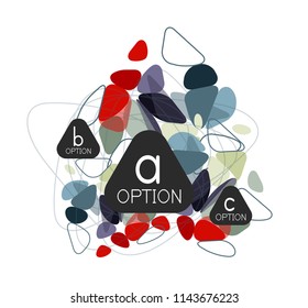 Diseño de infografías de triángulo, plantilla de diseño de fondo abstracto de moda para la presentación de información de negocios, banner de fondo de pantalla de aplicación, afiche o fondo de pantalla. Ilustración del vector