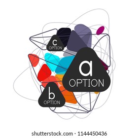 Triangle infographics design layout, trendy abstract background layout template for info business presentation, options app wallpaper banner, poster or wallpaper. Vector illustration