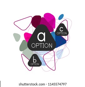 Diseño de infografías de triángulo, plantilla de diseño de fondo abstracto de moda para la presentación de información de negocios, banner de fondo de pantalla de aplicación, afiche o fondo de pantalla. Ilustración del vector