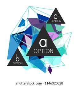 Triangle infographics design layout, trendy abstract background layout template for info business presentation, options app wallpaper banner, poster or wallpaper. Vector illustration