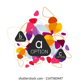 Diseño de infografías de triángulo, plantilla de diseño de fondo abstracto de moda para la presentación de información de negocios, banner de fondo de pantalla de aplicación, afiche o fondo de pantalla. Ilustración del vector