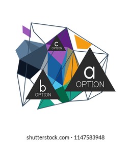 Triangle infographics design layout, trendy abstract background layout template for info business presentation, options app wallpaper banner, poster or wallpaper. Vector illustration