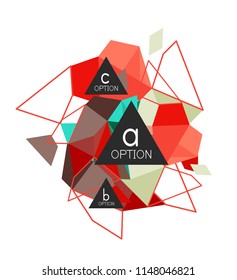Triangle infographics design layout, trendy abstract background layout template for info business presentation, options app wallpaper banner, poster or wallpaper. Vector illustration