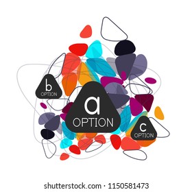 Diseño de infografías de triángulo, plantilla de diseño de fondo abstracto de moda para la presentación de información de negocios, banner de fondo de pantalla de aplicación, afiche o fondo de pantalla. Ilustración del vector