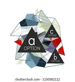 Diseño de infografías de triángulo, plantilla de diseño de fondo abstracto de moda para la presentación de información de negocios, banner de fondo de pantalla de aplicación, afiche o fondo de pantalla. Ilustración del vector
