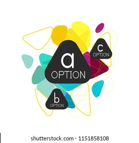 Triangle infographics design layout, trendy abstract background layout template for info business presentation, options app wallpaper banner, poster or wallpaper. Vector illustration
