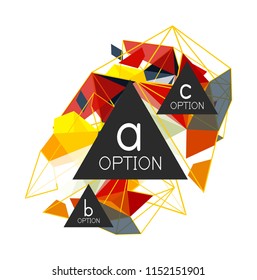 Triangle-Infografik-Design-Layout, trendige abstrakte Hintergrund-Layout-Vorlage für Info-Business-Präsentation, Optionen App-Wallpaper-Banner, Poster oder Bildschirmhintergrund. Vektorgrafik